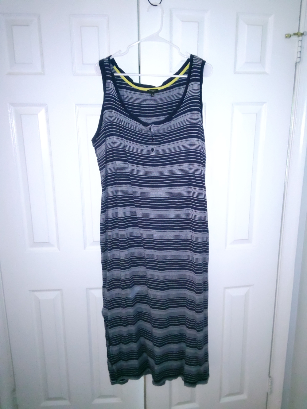 Talbots Navy and Gray Striped Sleeveless Maxi Dress